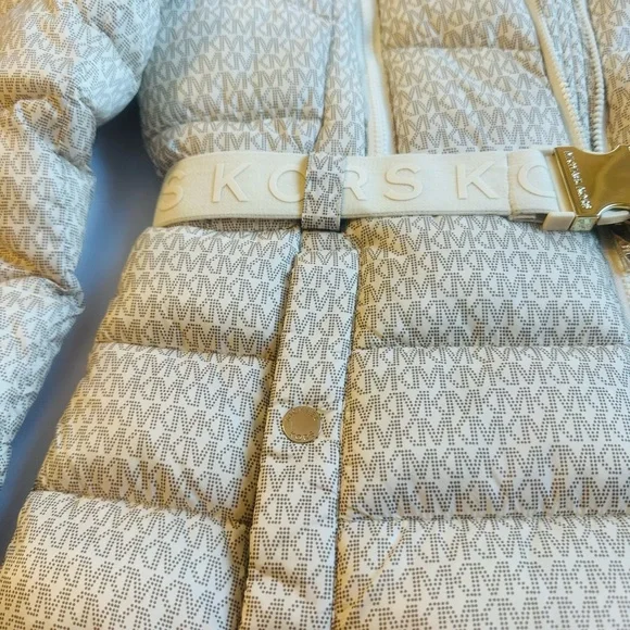 Michael Kors Monogrammed Puffer Jacket with Fur Hood - Picture 4 of 13